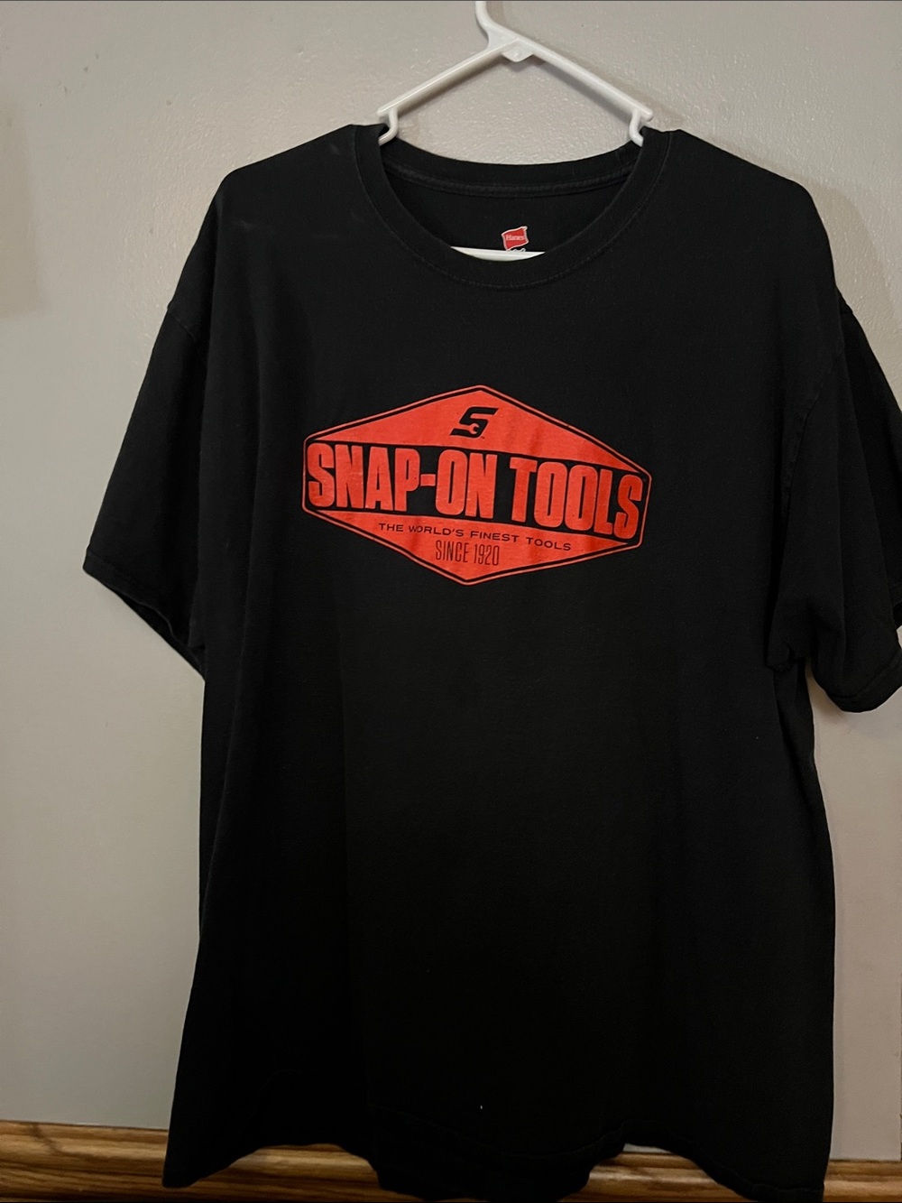 Hanes Black Short Sleeve Tee with Red Snap-On Tools Logo